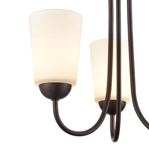 Chandeliers 3 Lamps Ivey Lake Chandelier - Rubbed Bronze - Etched White Glass - 15in Diameter - E26 Medium Base