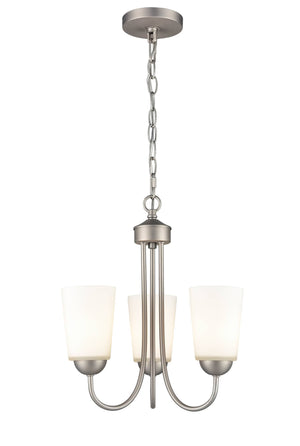 Chandeliers 3 Lamps Ivey Lake Chandelier - Satin Nickel - Etched White Glass - 15in Diameter - E26 Medium Base
