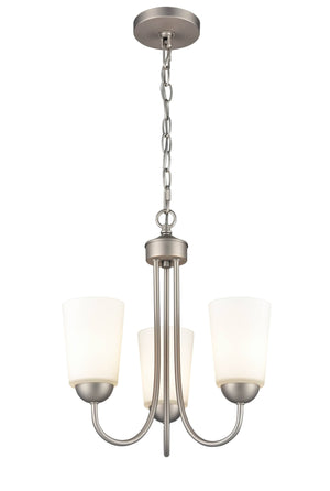 Chandeliers 3 Lamps Ivey Lake Chandelier - Satin Nickel - Etched White Glass - 15in Diameter - E26 Medium Base