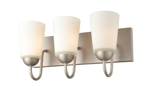 Vanity Fixtures 3 Lamps Ivey Lake Vanity Light - Satin Nickel - Etched White Glass - 16in. Wide