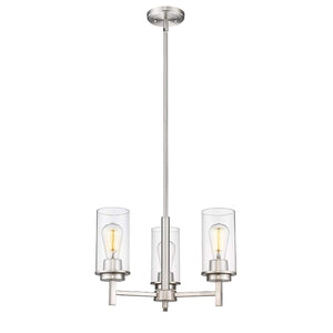Chandeliers 3 Lamps Janna Chandelier - Brushed Nickel Finish - Clear Glass - 18in Diameter - E26 Medium Base