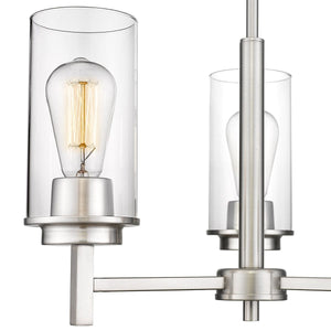 Chandeliers 3 Lamps Janna Chandelier - Brushed Nickel Finish - Clear Glass - 18in Diameter - E26 Medium Base