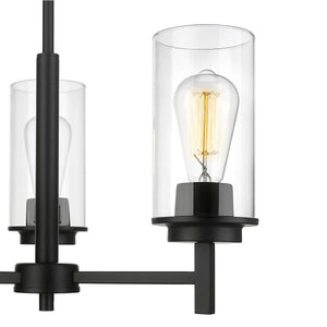 Chandeliers 3 Lamps Janna Chandelier - Matte Black Finish - Clear Glass - 18in Diameter - E26 Medium Base