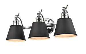 Vanity Fixtures 3 Lamps Layne Vanity Light - Chrome - Black Fabric - 23.25in. Wide