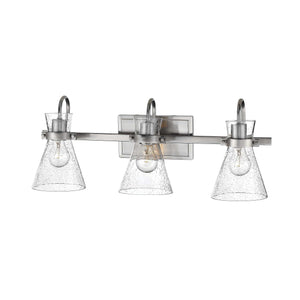 Vanity Fixtures 3 Lamps Layton Vanity Light - Brushed Nickel - Clear Seeded Glass - 24in. Wide