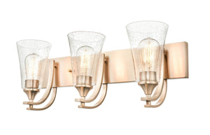 Vanity Fixtures 3 Lamps Natalie Vanity Light - Modern Gold - Clear Seeded Glass - 24in. Wide