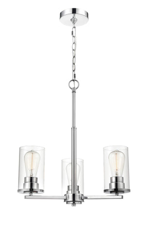 Chandeliers 3 Lamps Verlana Chandelier - Chrome - Clear Glass - 19in Diameter - E26 Medium Base