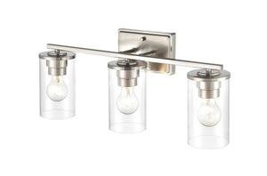 Vanity Fixtures 3 Lamps Verlana Vanity Light - Brushed Nickel - Clear Glass - 22in. Wide