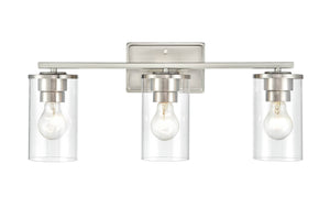 Vanity Fixtures 3 Lamps Verlana Vanity Light - Brushed Nickel - Clear Glass - 22in. Wide