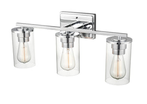 Vanity Fixtures 3 Lamps Verlana Vanity Light - Chrome - Clear Glass - 22in. Wide