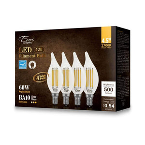 Vintage LED Bulbs 4.5W BA10 Dimmable Vintage LED Bulb - 320 Degree Beam - E12 Base - 500lm - 2700K Soft White - 4-Pack