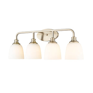 Vanity Fixtures 4 Lamps Alberta Vanity Light - Modern Gold - White Glass - 30in. Wide