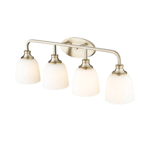 Vanity Fixtures 4 Lamps Alberta Vanity Light - Modern Gold - White Glass - 30in. Wide