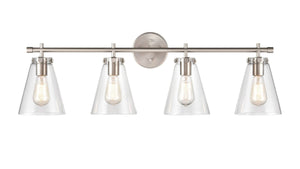 Vanity Fixtures 4 Lamps Aliza Vanity Light - Brushed Nickel - Clear Glass - 35in. Wide