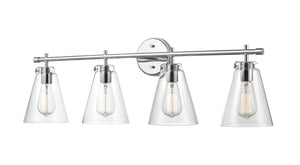 Vanity Fixtures 4 Lamps Aliza Vanity Light - Chrome - Clear Glass - 35in. Wide