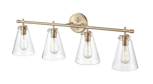 Vanity Fixtures 4 Lamps Aliza Vanity Light - Modern Gold - Clear Glass - 35in. Wide