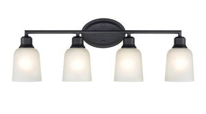 Vanity Fixtures 4 Lamps Amberle Vanity Light - Matte Black - Frosted White Glass - 28in. Wide