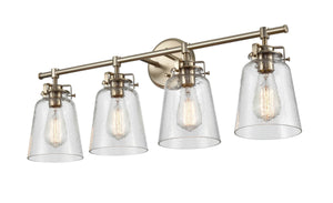 Vanity Fixtures 4 Lamps Amberose Vanity Light - Modern Gold - Hammered Glass - 31.25in. Wide