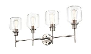 Vanity Fixtures 4 Lamps Asheville Vanity Light - Satin Nickel - Clear Glass - 34.75in. Wide