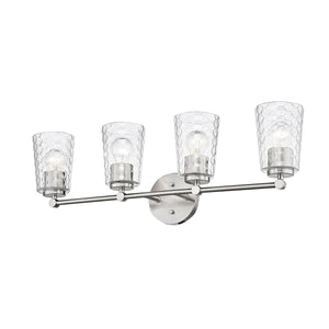 Vanity Fixtures 4 Lamps Ashli Vanity Light - Brushed Nickel - Clear Honeycomb Glass - 28in. Wide