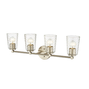 Vanity Fixtures 4 Lamps Ashli Vanity Light - Modern Gold - Clear Honeycomb Glass - 28in. Wide