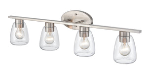 Vanity Fixtures 4 Lamps Bathroom Vanity Light - Brushed Nickel - Clear Glass - 34in. Wide