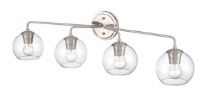 Vanity Fixtures 4 Lamps Bathroom Vanity Light - Brushed Nickel - Clear Glass - 35in. Wide