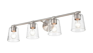 Vanity Fixtures 4 Lamps Bathroom Vanity Light - Brushed Nickel - Clear Seeded Glass - 34in. Wide