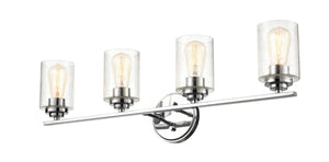 Vanity Fixtures 4 Lamps Bathroom Vanity Light - Chrome - Clear Seeded Glass - 31.125in. Wide
