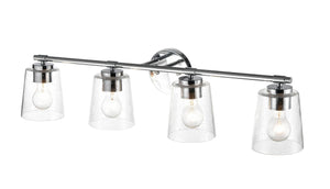 Vanity Fixtures 4 Lamps Bathroom Vanity Light - Chrome - Clear Seeded Glass - 34in. Wide