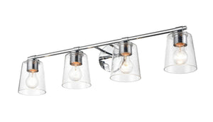 Vanity Fixtures 4 Lamps Bathroom Vanity Light - Chrome - Clear Seeded Glass - 34in. Wide