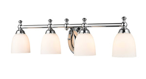 Vanity Fixtures 4 Lamps Bathroom Vanity Light - Chrome - Etched White Glass - 30in. Wide