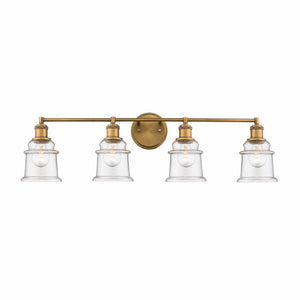 Vanity Fixtures 4 Lamps Bathroom Vanity Light - Heirloom Bronze - Clear Glass - 33.75in. Wide