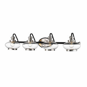 Vanity Fixtures 4 Lamps Bathroom Vanity Light - Matte Black / Satin Nickel - Clear Glass - 38.5in. Wide