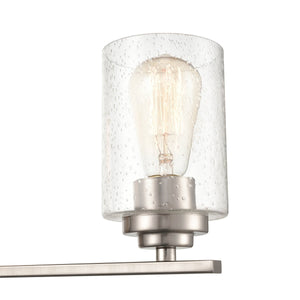 Vanity Fixtures 4 Lamps Bathroom Vanity Light - Satin Nickel - Clear Seeded Glass - 31.125in. Wide