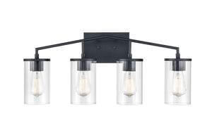 Vanity Fixtures 4 Lamps Beverlly Vanity Light - Matte Black - Clear Beveled Glass - 27.9in. Wide