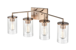Vanity Fixtures 4 Lamps Beverlly Vanity Light - Modern Gold - Clear Beveled Glass - 27.9in. Wide