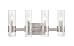 Vanity Fixtures 4 Lamps Caberton Vanity Light - Brushed Nickel - Clear Beveled Glass - 21.5in. Wide