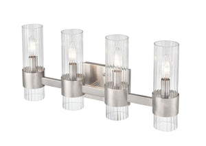Vanity Fixtures 4 Lamps Caberton Vanity Light - Brushed Nickel - Clear Beveled Glass - 21.5in. Wide