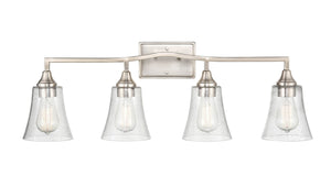 Vanity Fixtures 4 Lamps Caily Vanity Light - Brushed Nickel - Clear Seeded Glass - 32.5in. Wide