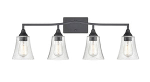 Vanity Fixtures 4 Lamps Caily Vanity Light - Matte Black - Clear Seeded Glass - 32.5in. Wide