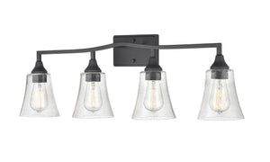 Vanity Fixtures 4 Lamps Caily Vanity Light - Matte Black - Clear Seeded Glass - 32.5in. Wide
