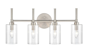 Vanity Fixtures 4 Lamps Chastine Vanity Light - Brushed Nickel - Clear Beveled Glass - 25.5in. Wide