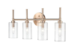 Vanity Fixtures 4 Lamps Chastine Vanity Light - Modern Gold - Clear Beveled Glass - 25.5in. Wide
