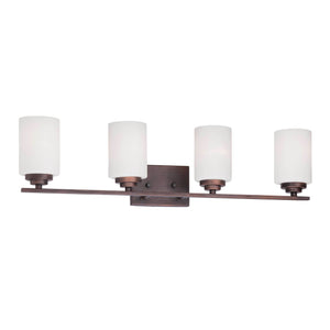 Vanity Fixtures 4 Lamps Durham Vanity Light - Rubbed Bronze - Etched White Glass - 31.125in. Wide