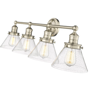 Vanity Fixtures 4 Lamps Eyden Vanity Light - Modern Gold - Clear Seeded Glass - 34.875in. Wide