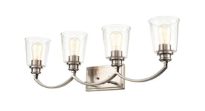 Vanity Fixtures 4 Lamps Forsyth Vanity Light - Brushed Nickel - Clear Glass - 31in. Wide