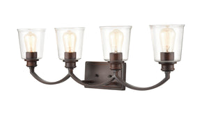 Vanity Fixtures 4 Lamps Forsyth Vanity Light - Rubbed Bronze - Clear Glass - 31in. Wide