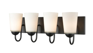 Vanity Fixtures 4 Lamps Ivey Lake Vanity Light - Matte Black - Etched White Glass - 21.5in. Wide