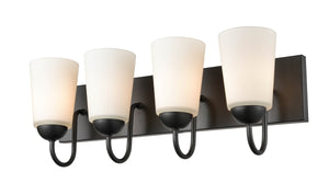Vanity Fixtures 4 Lamps Ivey Lake Vanity Light - Matte Black - Etched White Glass - 21.5in. Wide